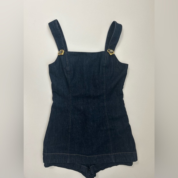 NWT Anthropologie Line & Dot Caryl Denim Romper S - Picture 2 of 9